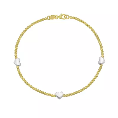 Heart Station Two-Tone Gold Bracelet