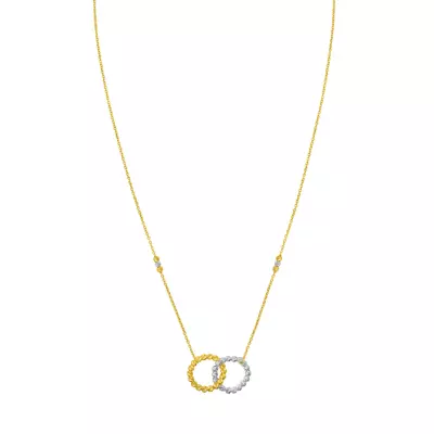 Interlocking Textured Two-Tone Circle Gold Necklace