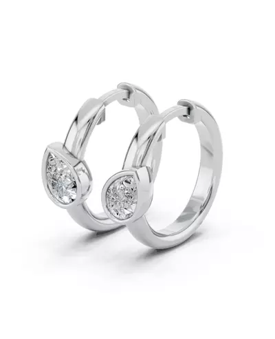 Angled Pear Bezel Huggie Earrings