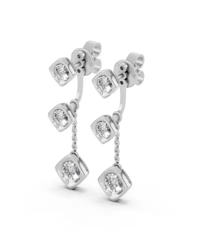 Dimensional Frame Diamond Drop Earrings