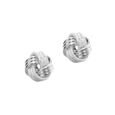 Textured Love Knot Gold Stud Earrings