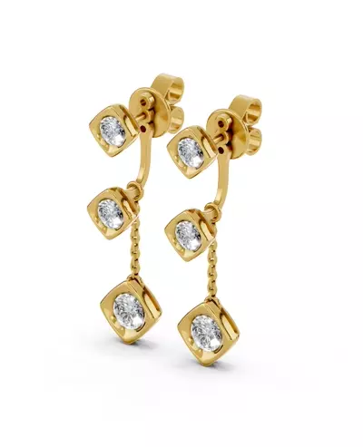 Dimensional Frame Diamond Drop Earrings