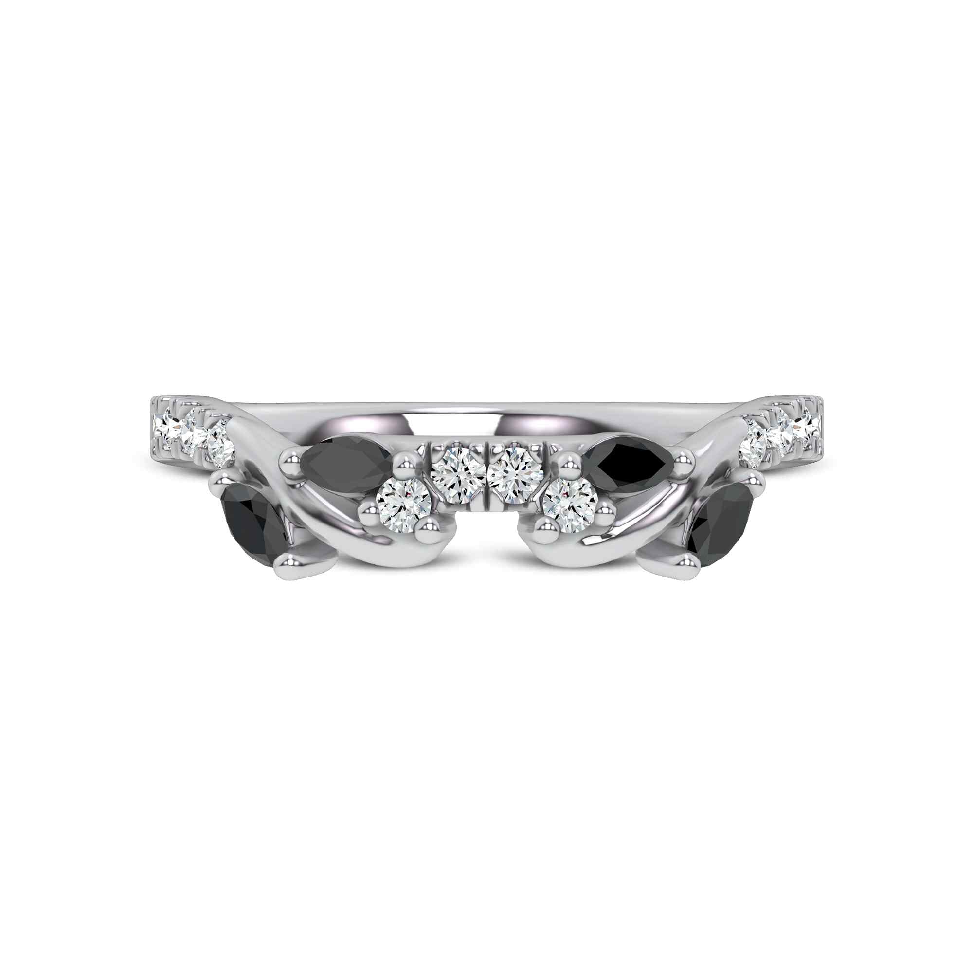 Hayden Curved Vine Black And White Diamond Band