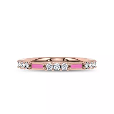 Colvivre Pink Ceramic Lab Diamond Band by Christian Siriano
