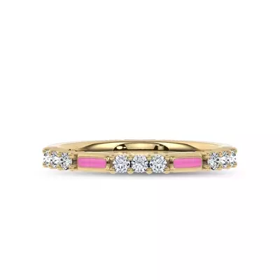 Colvivre Pink Ceramic Diamond Band by Christian Siriano