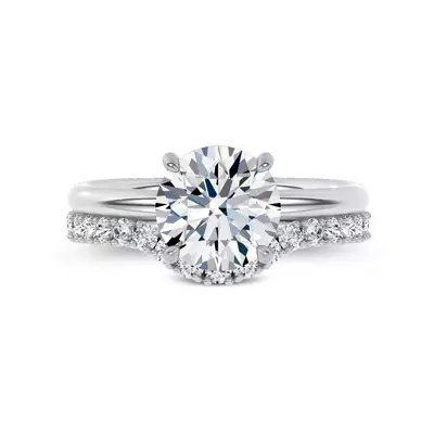 Sculpted C‑Prong Contoured Pavé Lab Band by Christian Siriano