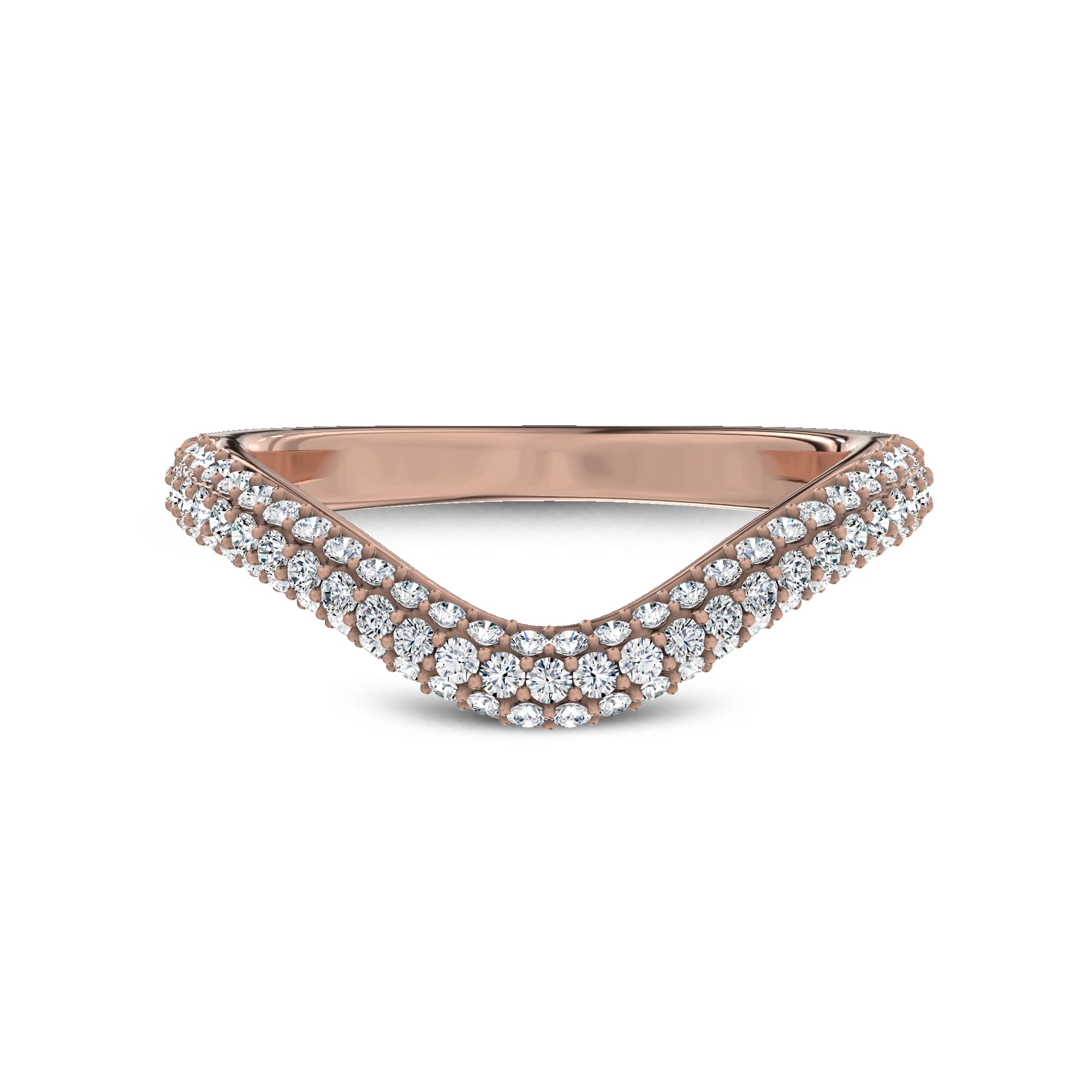 Crescendo Triple Row Pavé Diamond Band