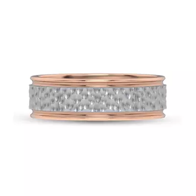 Brushed Hammered Center High-Polish Edge Band (7.1mm)