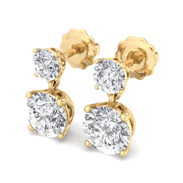 Two Stone Lab Diamond Drop Earrings