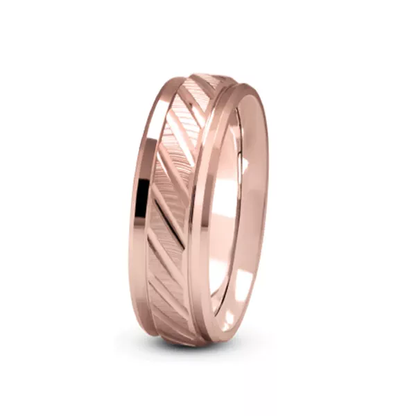 Diagonal Diamond Cut Carved Band (7mm)