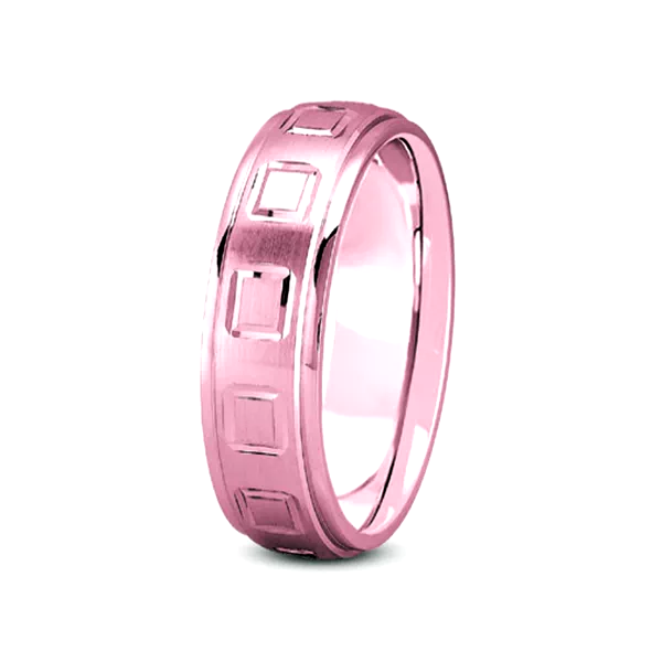 Square Diamond Cut Carved Band (6mm)