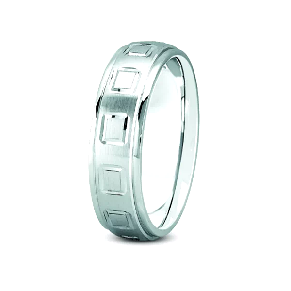 Square Diamond Cut Carved Band (7mm)