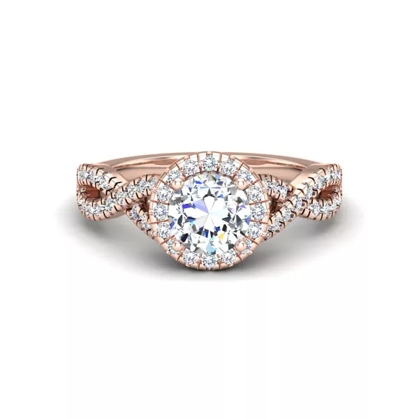 Zoey Twist Style Halo Engagement Ring
