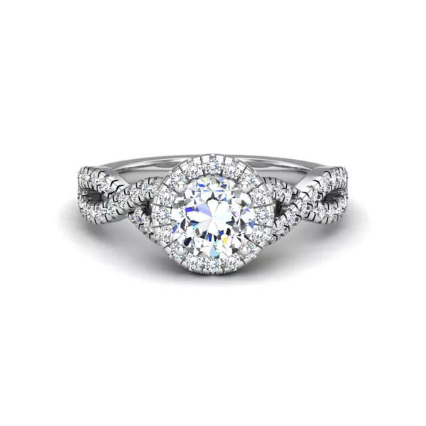 Zoey Twist Style Halo Engagement Ring