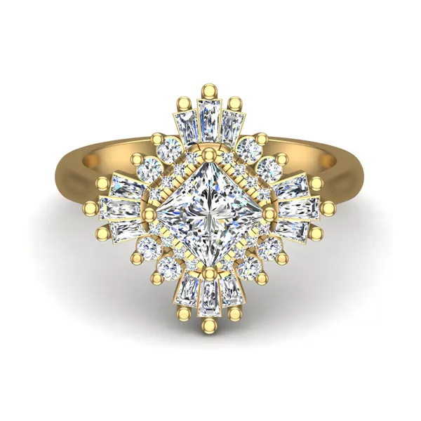 Delaney Ballerina Style Halo Engagement Ring