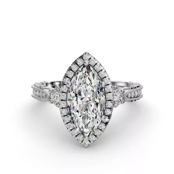 Winter Halo Engagement Ring With 1.01 Carat Marquise Diamond
