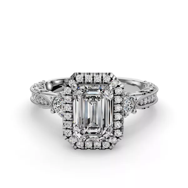 Winter Halo Engagement Ring With 1.01 Carat Emerald Diamond