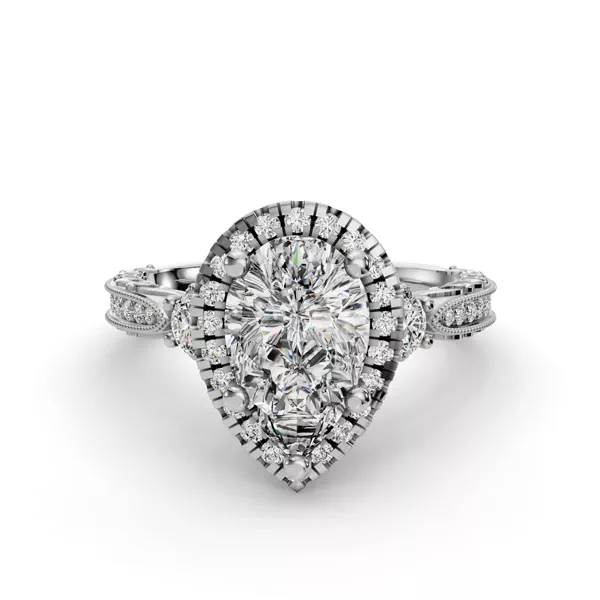 Winter Halo Engagement Ring With 1.04 Carat Pear Diamond