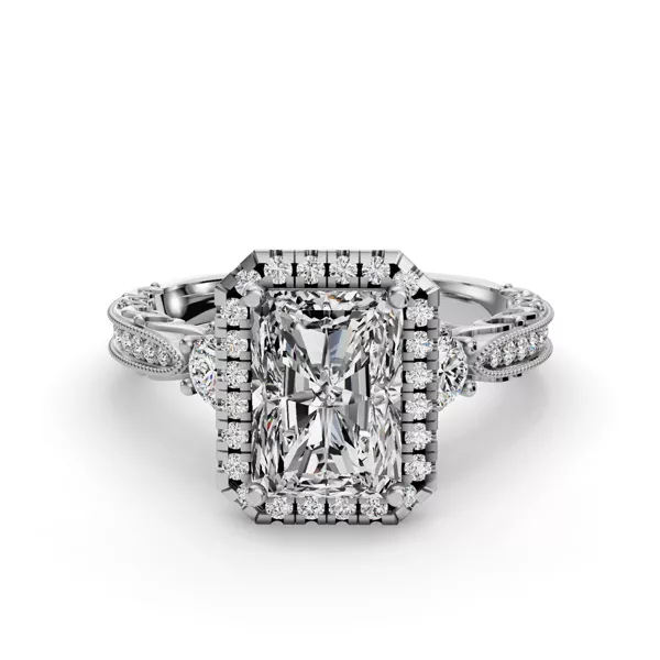 Winter Halo Engagement Ring With 1.19 Carat Radiant Diamond