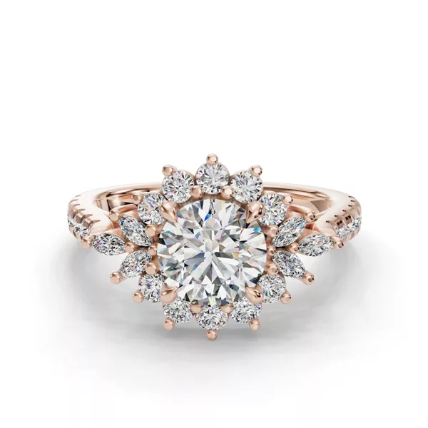 Michelle Round And Marquise Halo Engagement Ring