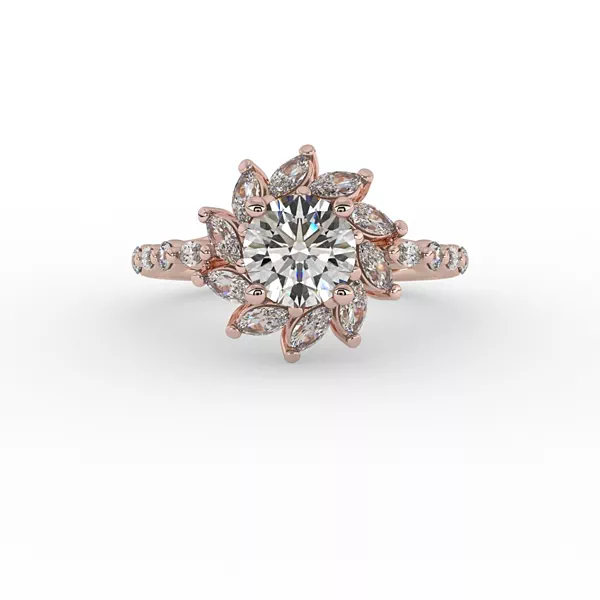 Melissa Marquise Floral Halo Engagement Ring