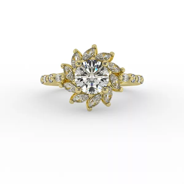 Melissa Marquise Floral Halo Engagement Ring