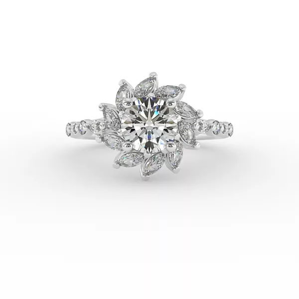 Melissa Marquise Floral Halo Engagement Ring