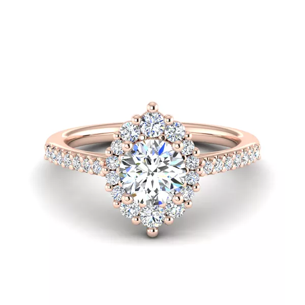 Violet Cathedral Pave Diamond Halo Engagement Ring