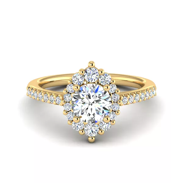 Violet Cathedral Pave Diamond Halo Engagement Ring