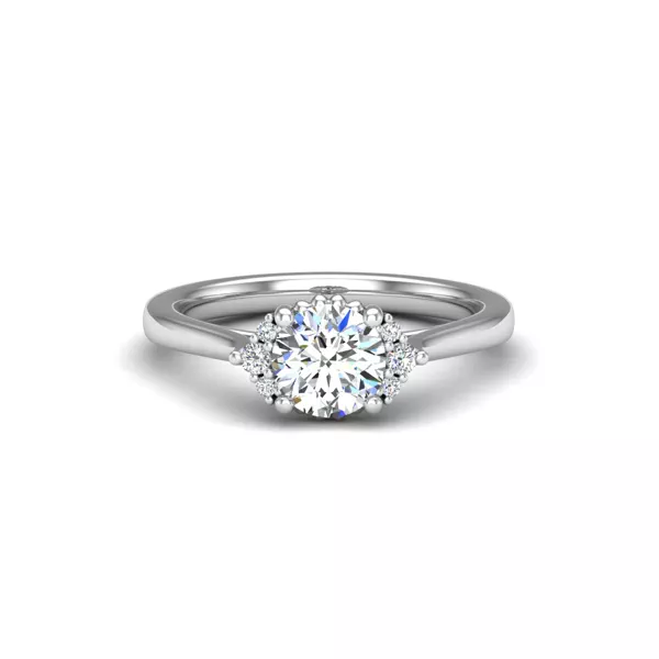 Ruby Half Halo Bubble Engagement Ring