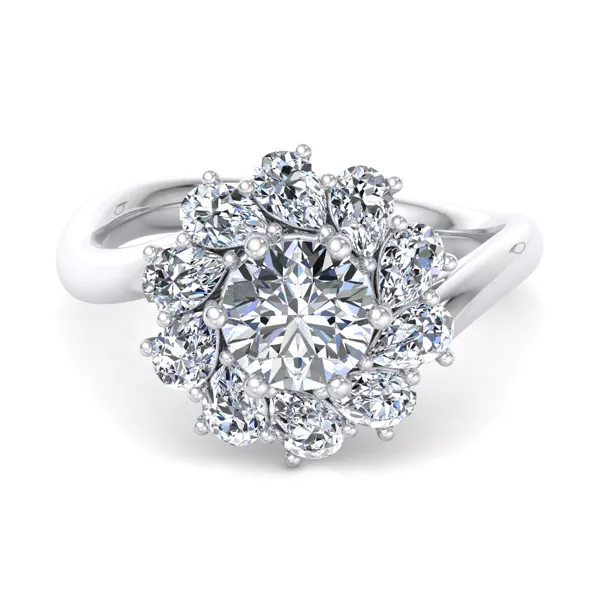 Hailey Floral Pear Halo Engagement Ring
