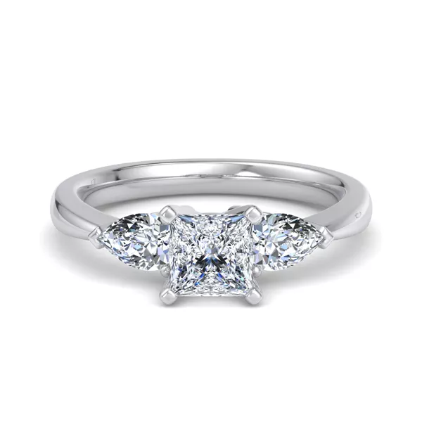 Madison Three-Stone Lab Pear Engagement Ring With 1.8 Carat Princess Diamond