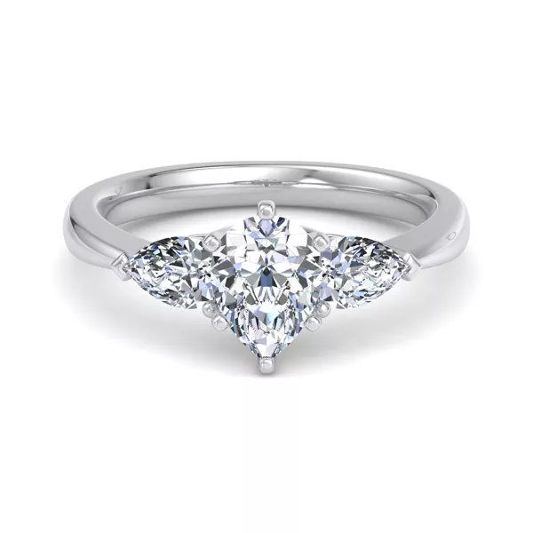 Madison Three-Stone Lab Pear Engagement Ring With 1.04 Carat Pear Diamond