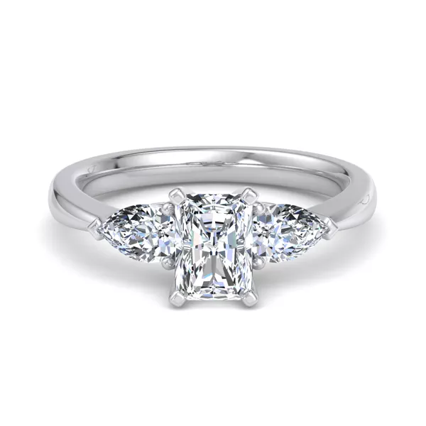 Madison Three-Stone Lab Pear Engagement Ring With 1.19 Carat Radiant Diamond