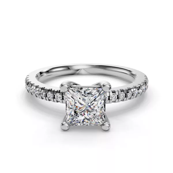 Kennedy Pave Engagement Ring With 1.8 Carat Princess Diamond