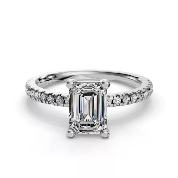 Kennedy Pave Engagement Ring With 1.01 Carat Emerald Diamond