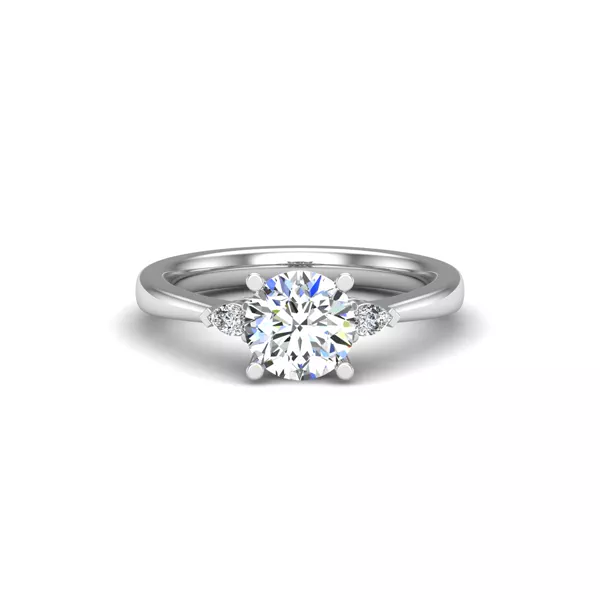 Mira 3 Stone Ring With Pear Sides Engagement Ring