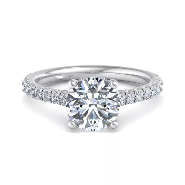 Lylah Pavé Cathedral Ring With Hidden Halo Engagement Ring