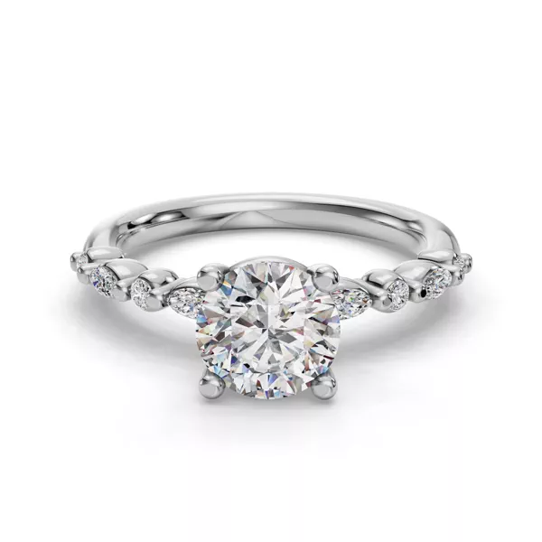 Eclipta Petite Marquise And Round Diamond Engagement Ring