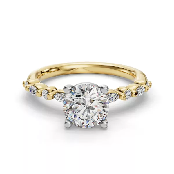 Eclipta Petite Marquise And Round Diamond Engagement Ring