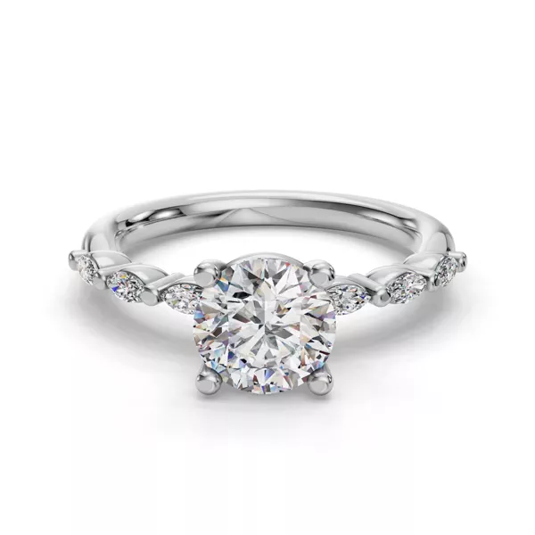 Oramar Petite Marquise Diamond Engagement Ring