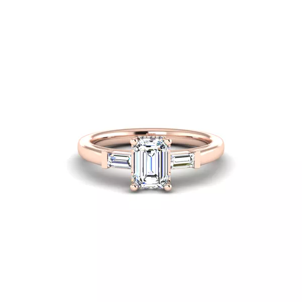 Sylvie Three-Stone Baguette Hidden Halo Engagement Ring