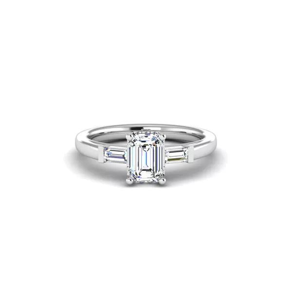 Sylvie Three-Stone Baguette Hidden Halo Engagement Ring