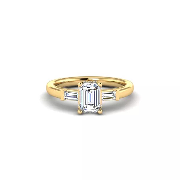 Sylvie Three-Stone Baguette Hidden Halo Engagement Ring