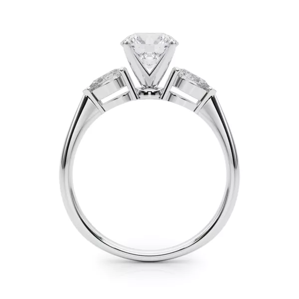 Oksana Three Stone Engagement Ring With Pear Shape Side Diamonds