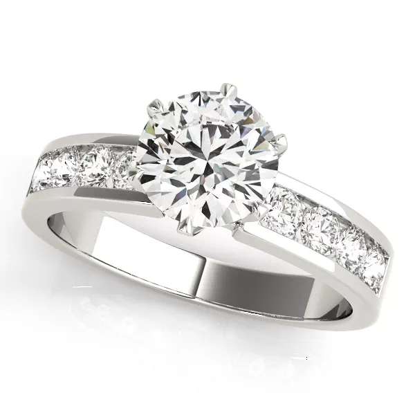 Anabella Classic 6 Prong Channel Diamond Engagement Ring