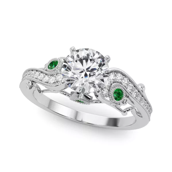 Carmel Vintage Inspired Lab Emerald Engagement Ring