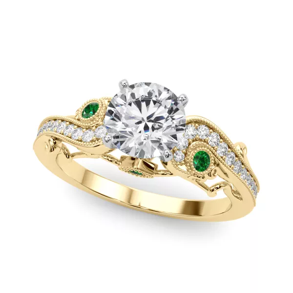 Carmel Vintage Inspired Emerald Lab Engagement Ring