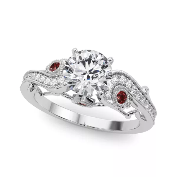 Carmel Vintage Inspired Lab Ruby Engagement Ring