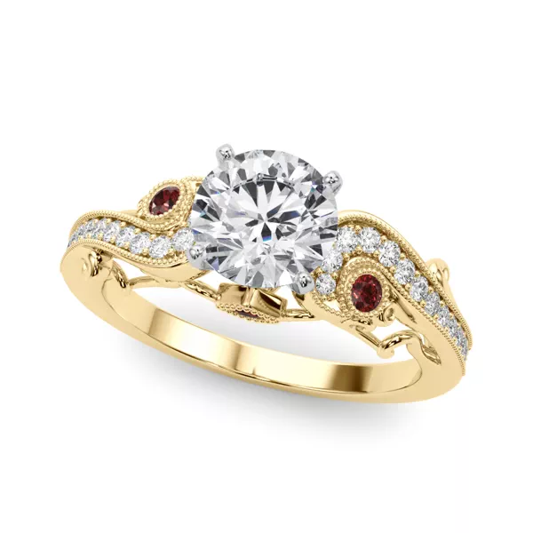 Carmel Vintage Inspired Ruby Lab Engagement Ring